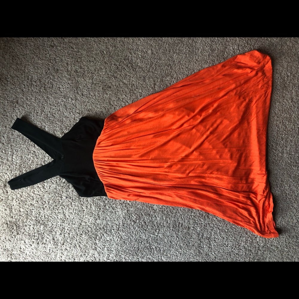 Mango black and orange dress NWT size XS